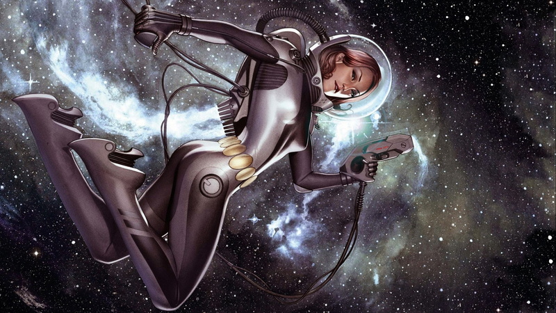 sci, fantasy, adventure, nature, winter, night, girl, space, adult, woman, child, fi, 2K, Futuristic, astronomy, women, females, waist up, one person