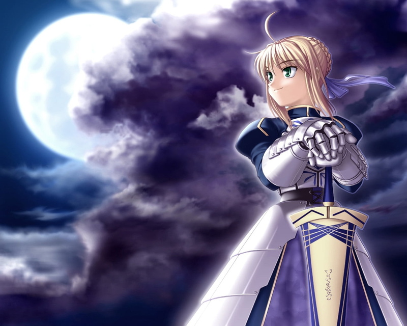technology, character, haired, women, blue, illustration, outdoors, men, sky, robot, armor, girl, human representation, moon, sword, storm, science, fantasy