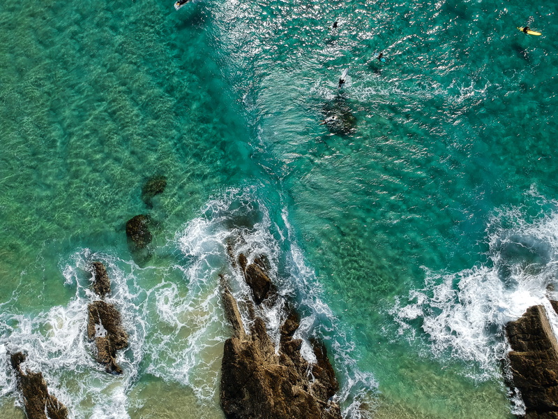 land, sport, body, rocks, aerial shot, australia, 4K, solid, sea, day, birds eye view, high angle view, sunlight, Gold Coast, beach, rock, nature, scenics - nature
