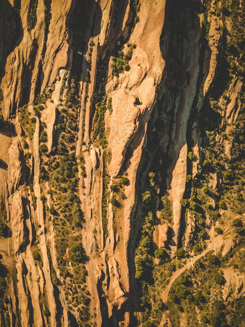 trees, no people, arid climate, detail, tranquility, green, scenics - nature, geology, background, from above, wanderlust, tree, high angle view, rock formation