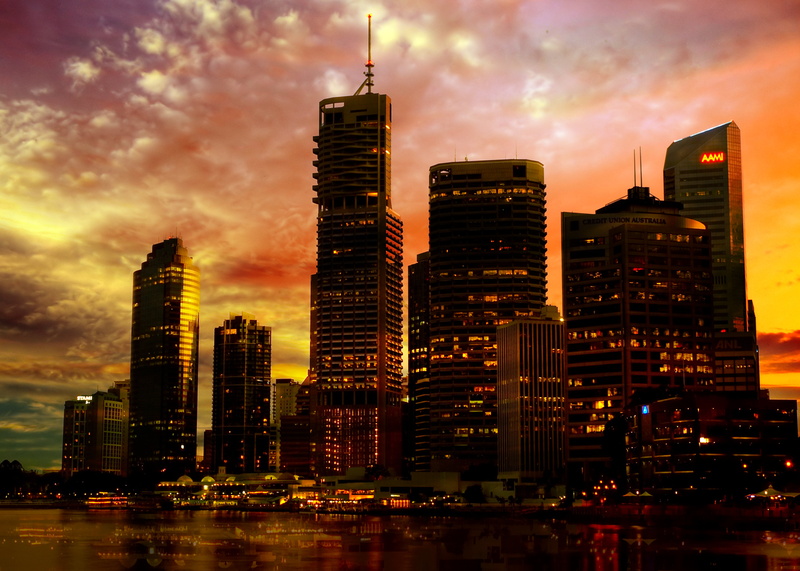 outdoors, office, sunset, cloud - Sky, twilight, light - Natural Phenomenon, famous Place, business, Australia, night, travel, dusk, bangkok