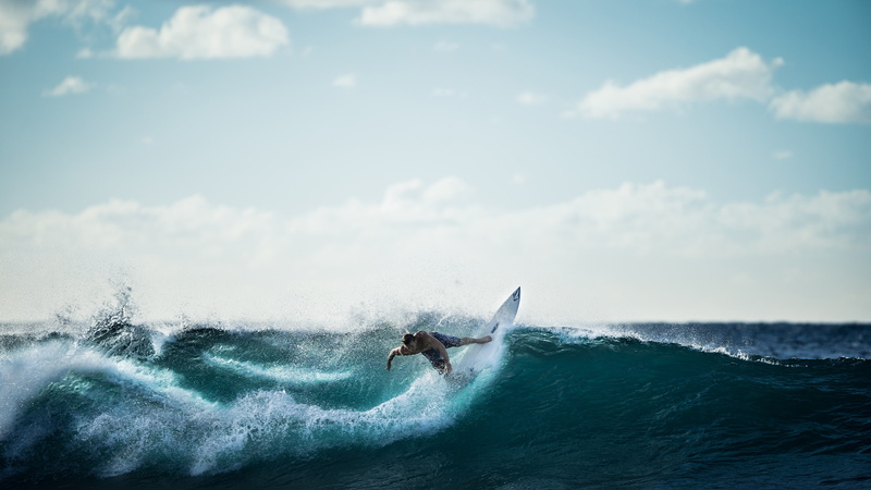 sky, sea, waves, surfing, 4K