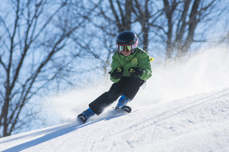 winter, leisure activity, person, goggles, childhood, one person, winter sport, lifestyles, men, ground, kid, day, ski, boy, trees, wearing, warm clothing