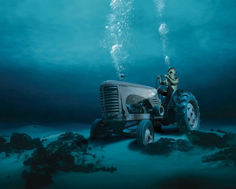 adventure, blue, water, swimming, cold temperature, one person, equipment, the bottom, bubbles, the diver, brown, machinery, undersea, illustration, underwater