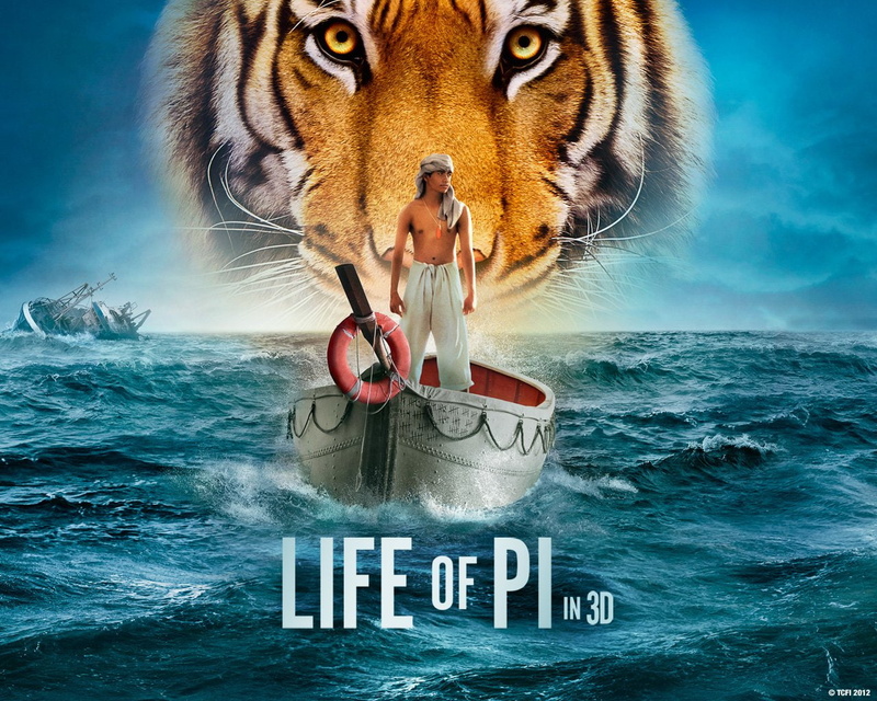 digital composite, feline, 720P, one animal, Movie, text, animal, communication, sea, sign, water, animal themes, mouth open, Life of Pi, motion, western script