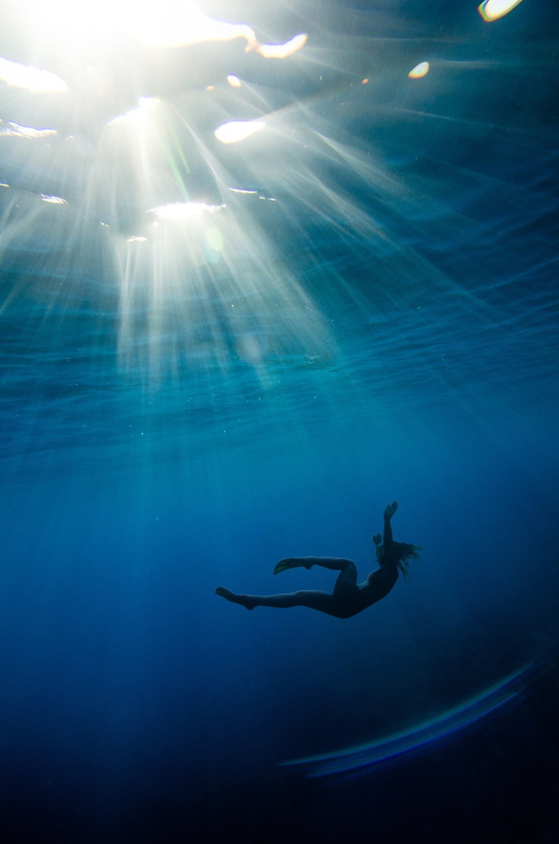 adventure, women, sunlight, silhouette, diving equipment, blue, sport, marine, underwater, undersea, sea, model, aquatic sport, nature, exploration, swimming