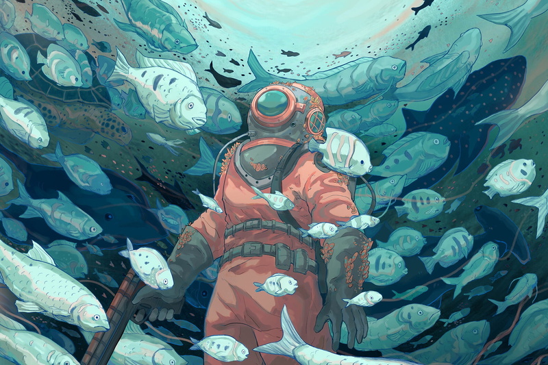 1080P, Fish, Fantasy, Underwater, Scuba Diver
