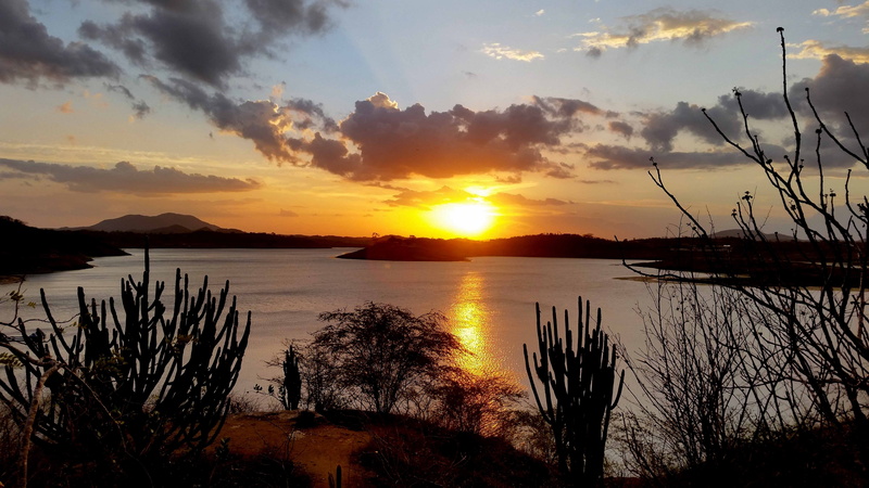 beauty in nature, scenics - nature, idyllic, brazil, silhouette, tranquility, sky, reflection, lake, paraiba, no people, cloud - sky, sunset, sun, orange color