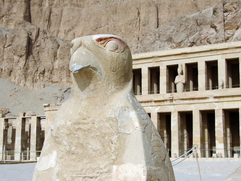 building, ancient, human representation, statue, place of worship, temple, building exterior, remains, outdoors, hatshepsut, valley of the queens, art and craft