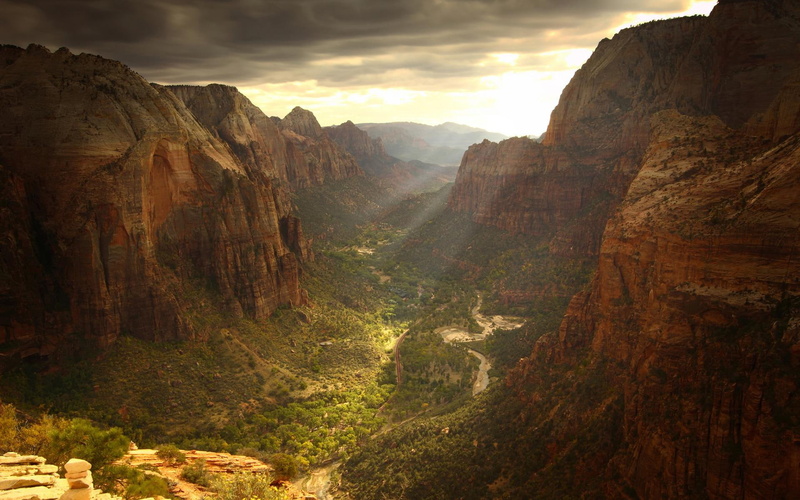 canyon, sunset, sunlight, 1080P, ravine, valley, 1920x1200, nature, cloud, cliff