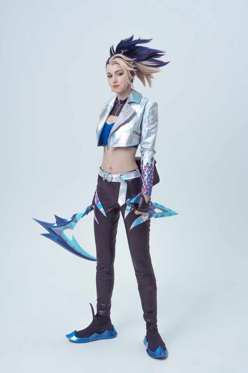 indoors, earring, short tops, belly button, League of Legends, video game characters, belly, cosplay, Akali(League of Legends), Akali, 1080P, Shirogane Sama