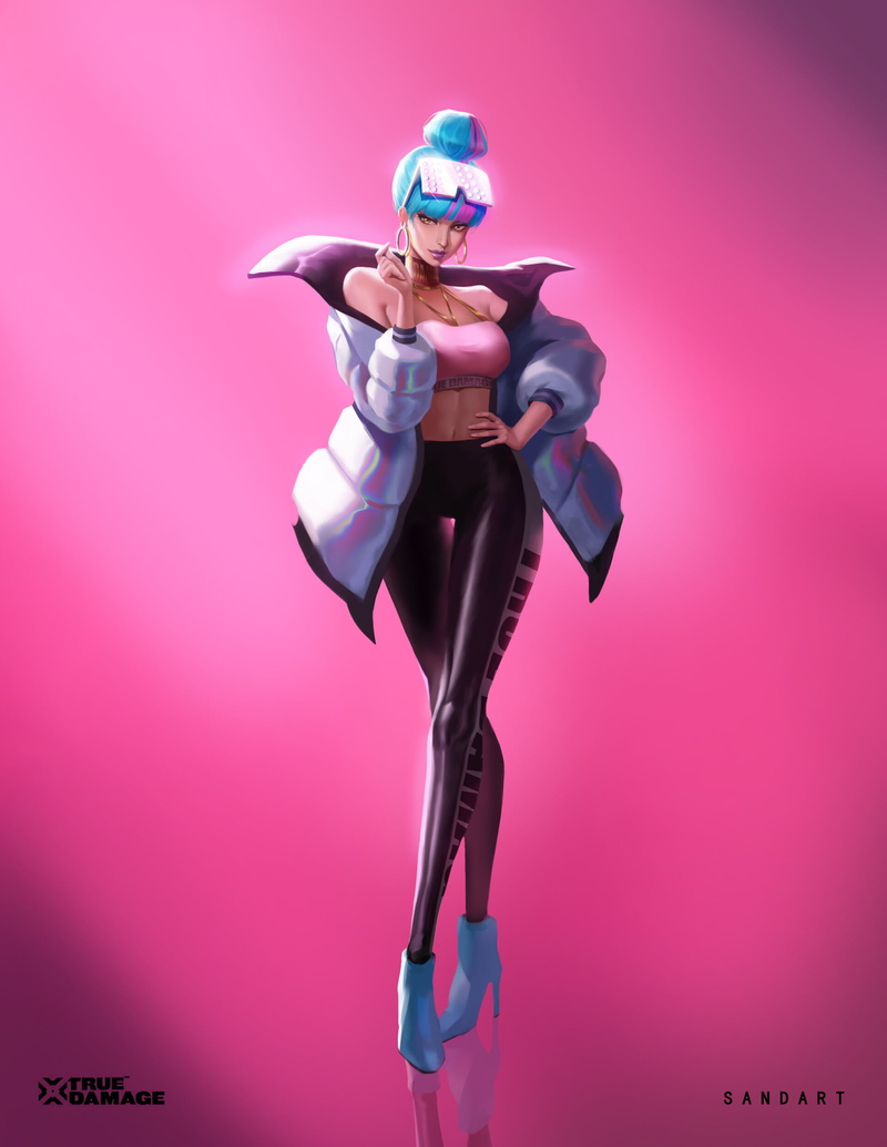 Qiyana (League of Legends), 1080P, League of Legends, pink hair, artwork, digital art, women with glasses, fan art, illustration, jacket, Riot Games, white jacket