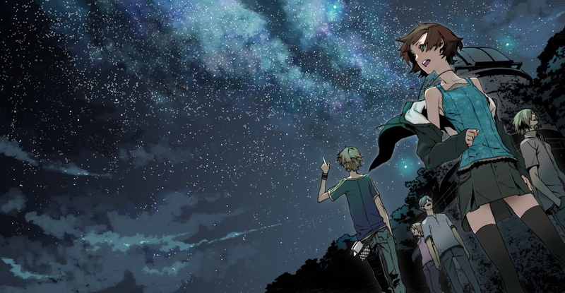outdoors, statue, sculpture, space, nature, astronomy, Stars, 1080P, adult, art and craft, women, male likeness, Supercell, Kimi no Shiranai Monogatari