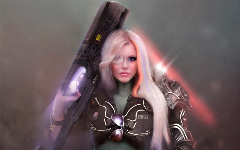 Women Warrior, Police, Blonde, Futuristic, Woman, Sci Fi, Fantasy, Girl, 2K