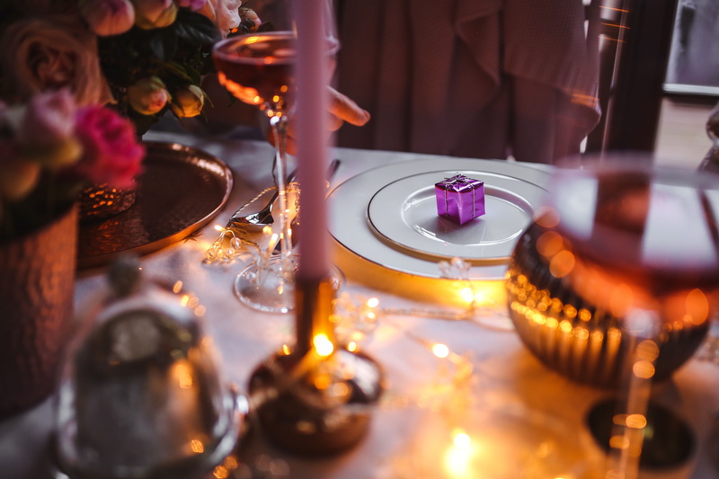 dinner, party - Social Event, variation, food, plate, holiday, people, celebration, pink, music, crockery, xmas, illuminated, place setting, high angle view