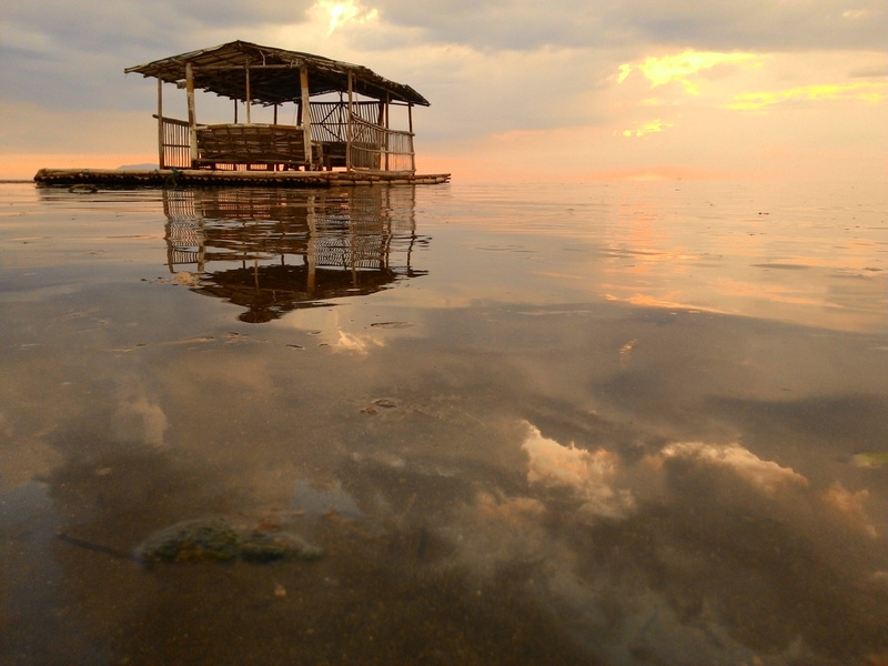 outdoor, horizon over water, sunset, reflection, floater, scenics - nature, beauty in nature, hut, balsa, no people, outdoors, cloud - sky, sky, beach