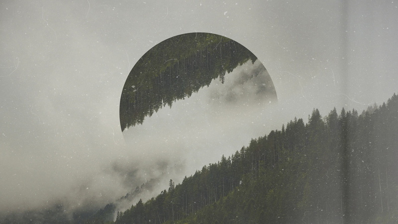 snowing, beauty in nature, 2K, no people, scenics - nature, water, nature, sky, outdoors, winter, green, circle, space, plant, tranquil scene, fog, forest