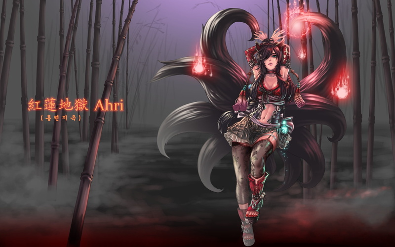 artwork, legends, League of Legends, league, ahri, tails, x, hd, 1080P, art
