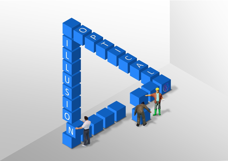 studio shot, communication, cooperation, creative, miniature, cube, illusion, text, optical deception, people, ideas, toy, lüttje, sign, words, penrose