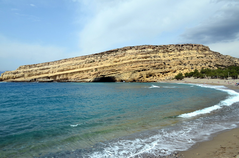 rock, beach, cloud - sky, outdoors, no people, holiday, idyllic, caves, mountain, matala, sea, sky, wave, view, nature, crete, greek island, land, water