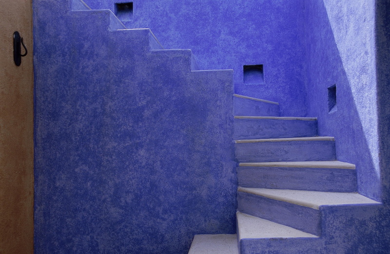 careyes, no people, concrete, blue, railing, purple, door, empty, wall - building feature, built structure, costa careyes, central america, america, building