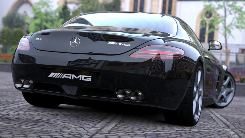 city, Mercedes-Benz, transportation, land vehicle, close-up, motor vehicle, outdoors, focus on foreground, street, architecture, car, day, parking, supercars