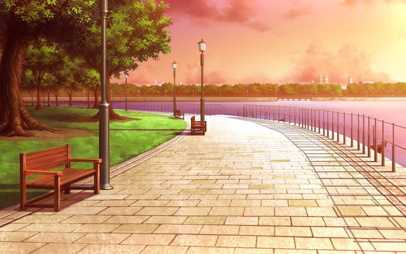 paving stone, park, street, Trees, diminishing perspective, lighting equipment, nature, architecture, direction, river, empty, water, railing, tranquility