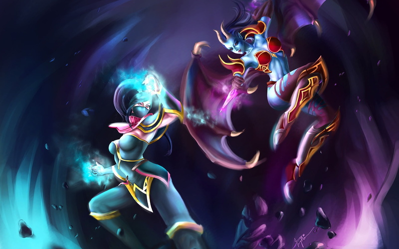 akasha, full, assassin, desktop, fighting, vs, game, lanaya, video, 1080P, dota, screen, girl, templar