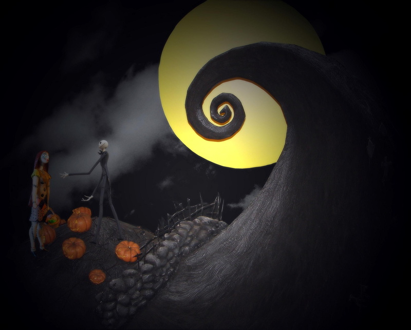 sally, jack, n, nightmare, dark, 3d and abstract, 1080P