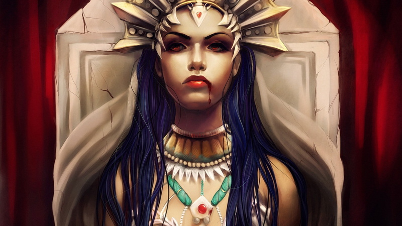 1080P, Akasha, women, queen of the dead, blue hair