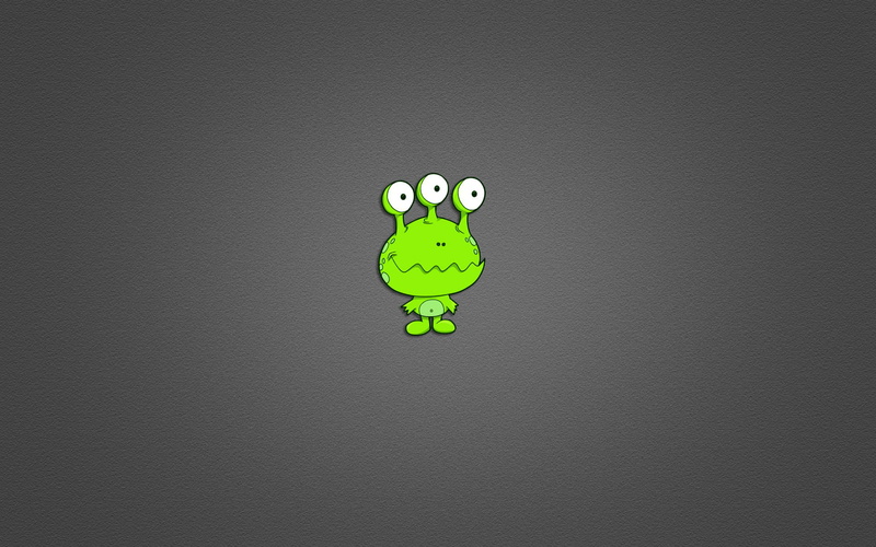 grey background, 1080P, minimalism, three eyes, green, alien