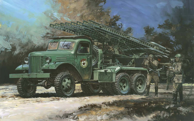 volley., deterioration, night, figure, old, strokes, three, weapon, sky, camouflage, conflict, armies, day, WW2, aggression, BM-13, mode of transportation
