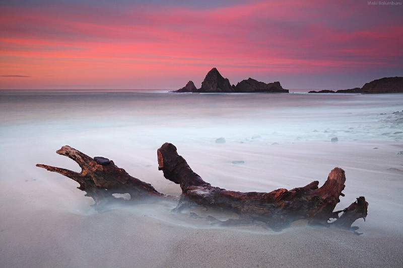 basque  country, landscape, dawn, euskal  herria, rocks, euskadi, seashore, waves, sunset, long  exposure, mutriku, log, brown wood, brown, seascape, sea