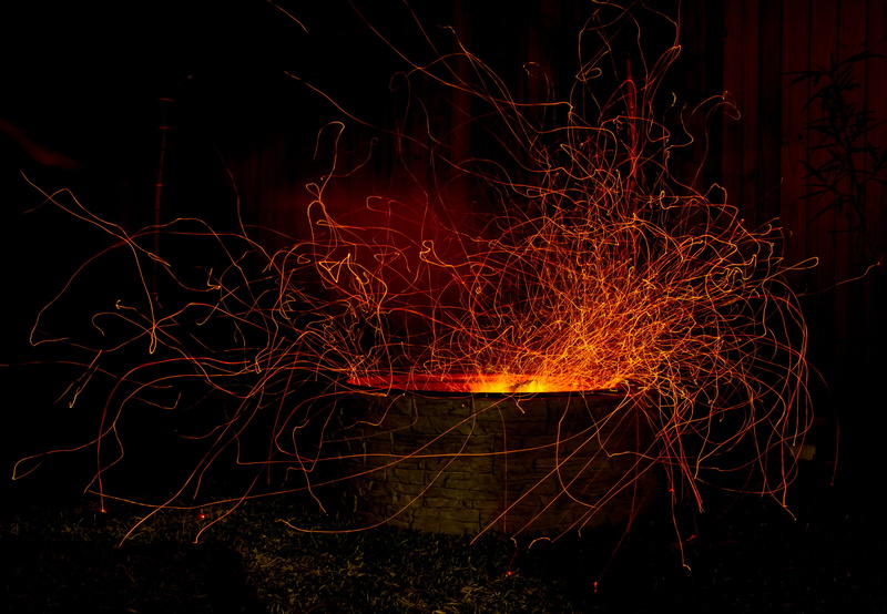 illuminated, gray, bonfire, campfire, fire pit, long exposure, motion, burning, pit, no people, tree, heat - temperature, night, blurred motion, 4K, flame