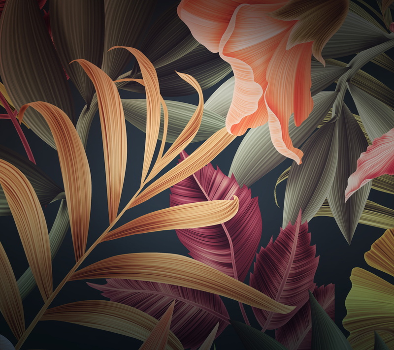 2K, Leaves, orange, digital, flower, HD, Huawei Mate 10, Flowers, gray, beige, Stock