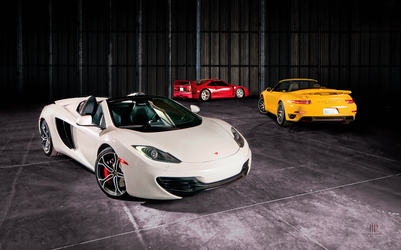 mode of Transport, day, motor Vehicle, stationary, wheel, spider, design, black Color, toy, front View, yellow, mp4-12c, cabriolet, modern, porsche, racecar