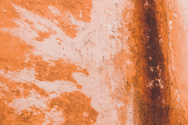 close-up, art, mold, solid, steel, building exterior, fire, old, stain, run-down, orange color, brown, concrete, 5K, dungeon, abstract backgrounds, built structure