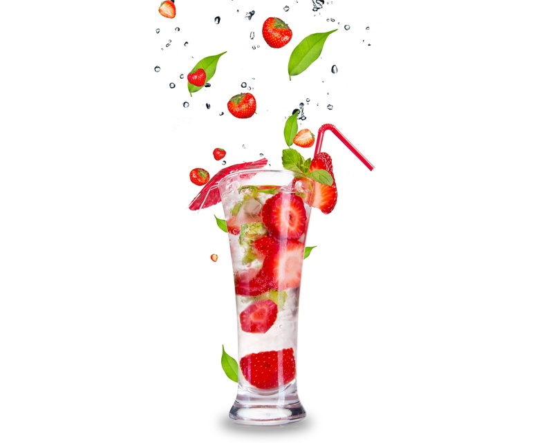 healthy Eating, ice, dessert, indoors, juice, refreshment, cherry, isolated, vitamin, liquid, summer, dieting, drinking glass, leaves, freshness, sleet
