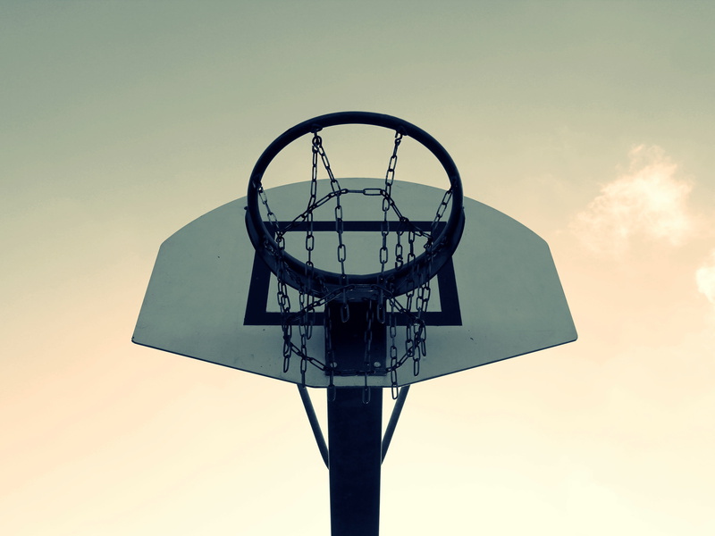 geometric shape, chain, street light, basketball, metal, shape, ball game, leisure, sports equipment, lighting equipment, low angle view, sunset, streetball basket