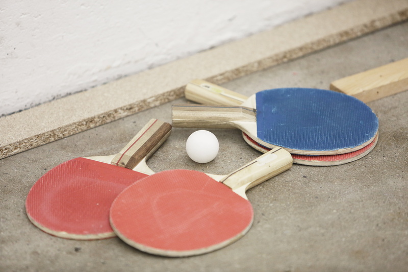 close-up, sports equipment, group of objects, game, selective focus, sport, flooring, no people, day, ping pong, art and craft, wood - material, still life