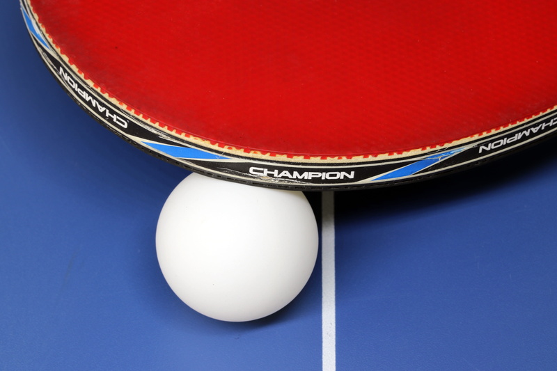 sport, sphere, high angle view, table, health, two objects, leisure activity, white room, olympic, exercise, ping-pong paddles, ping-pong ball, no people