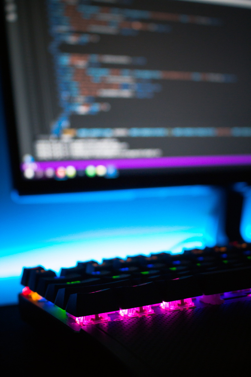 technology, laptop, television set, monitor, light, connection, 5K, computer equipment, indoors, macbook, keyboard, night, gaming, programming, computer