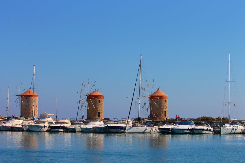 stony, sailboat, wind, mandraki-the port, outdoors, stone, old, copy space, water, antique, greek, rhodes, pinwheel, wing, culture, mast, transportation
