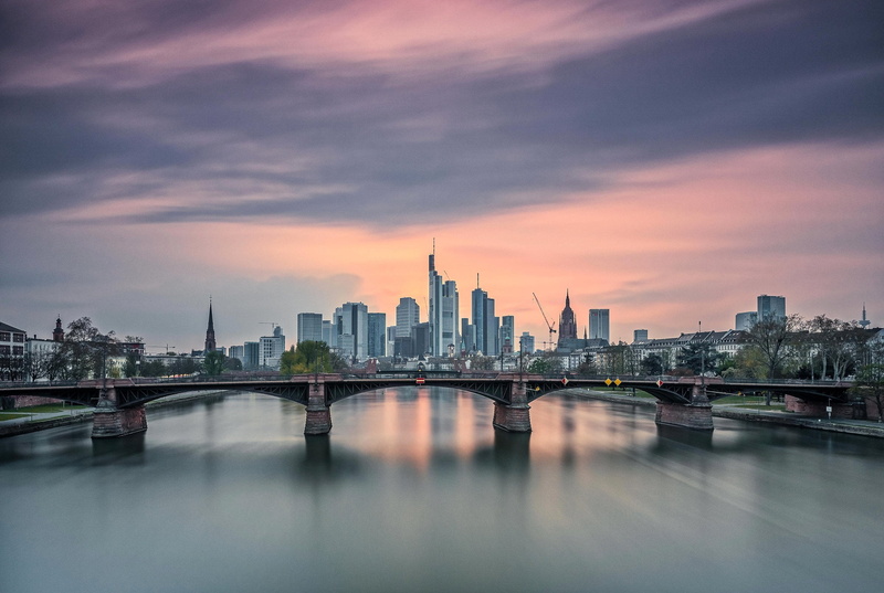Frankfurt am Main, the city, bridge, 1080P