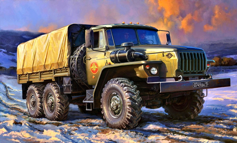 winter, truck, terrain, snow, four-wheel drive, USSR/Russia, 1080P, Ural-4320, side