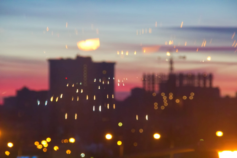 skyscraper, dark, scene, cloud - sky, dusk, motion, architecture, abstract, nightcity, view, building exterior, color, water, defocused, outdoors, window