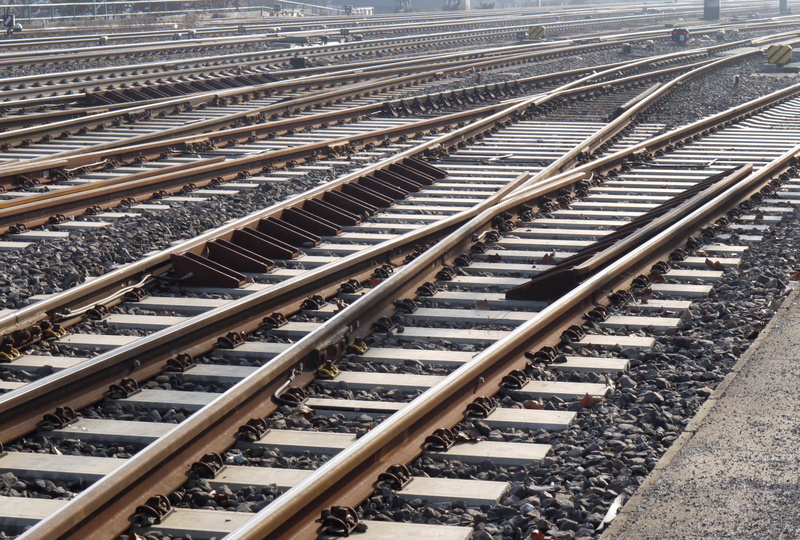 architecture, power supply, track, station entrance, 4K, transportation, railroad track, public transportation, connection, gravel, high angle view, road intersection