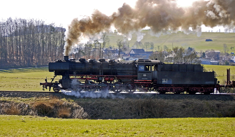 db, black, railway, deutsche bundesbahn, smoke - physical structure, freight train, eifelquerbahn, foto ride, exhaust steam, pollution, 2K, day, grass