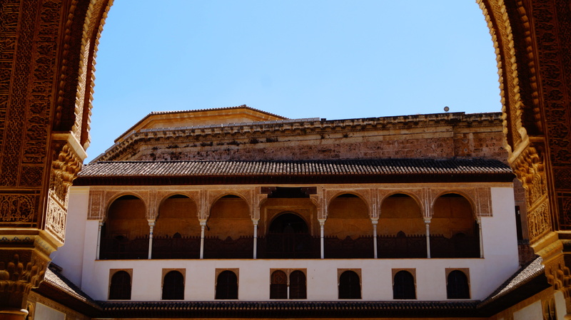 journey, ancient civilization, courtyard, ornate, palace, nature, sky, blue, window, architectural column, low angle view, outdoors, august, art, architecture