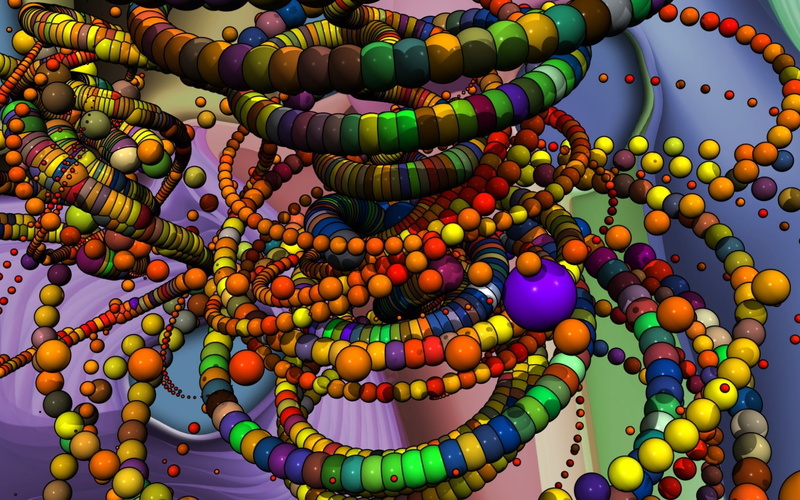 ball, sphere, 720P, 3D, abstract, digital art, chains, colorful